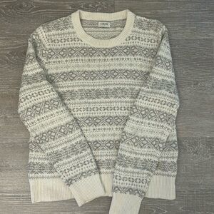JCrew gray and white fair isle sweater. Size small. Good condition.